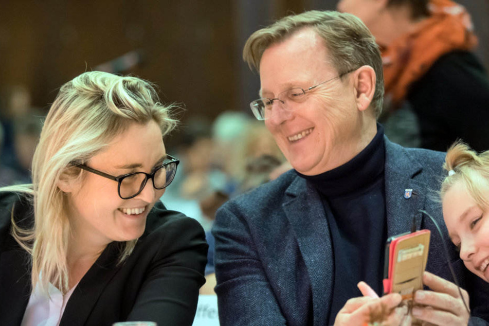 Bodo Ramelow und seine Landesvorsitzende Susanne Hennig-Wellnow.
