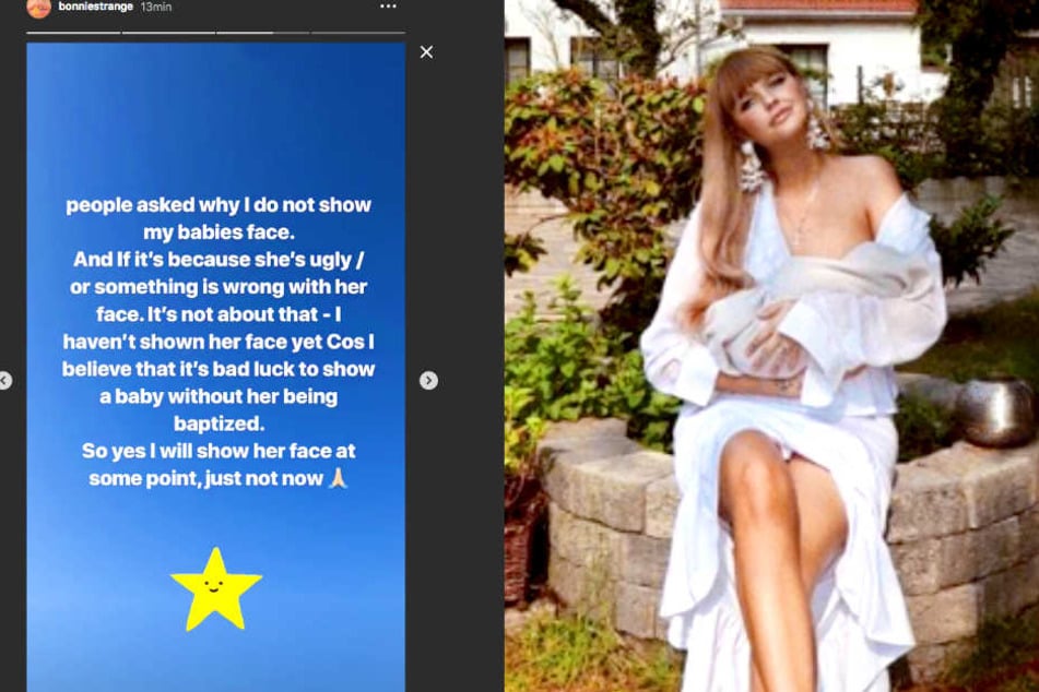 Vorerst möchte Bonnie Strange (32) das Gesicht ihrer Tochter Goldie Venus noch nicht mit der Welt teilen.
