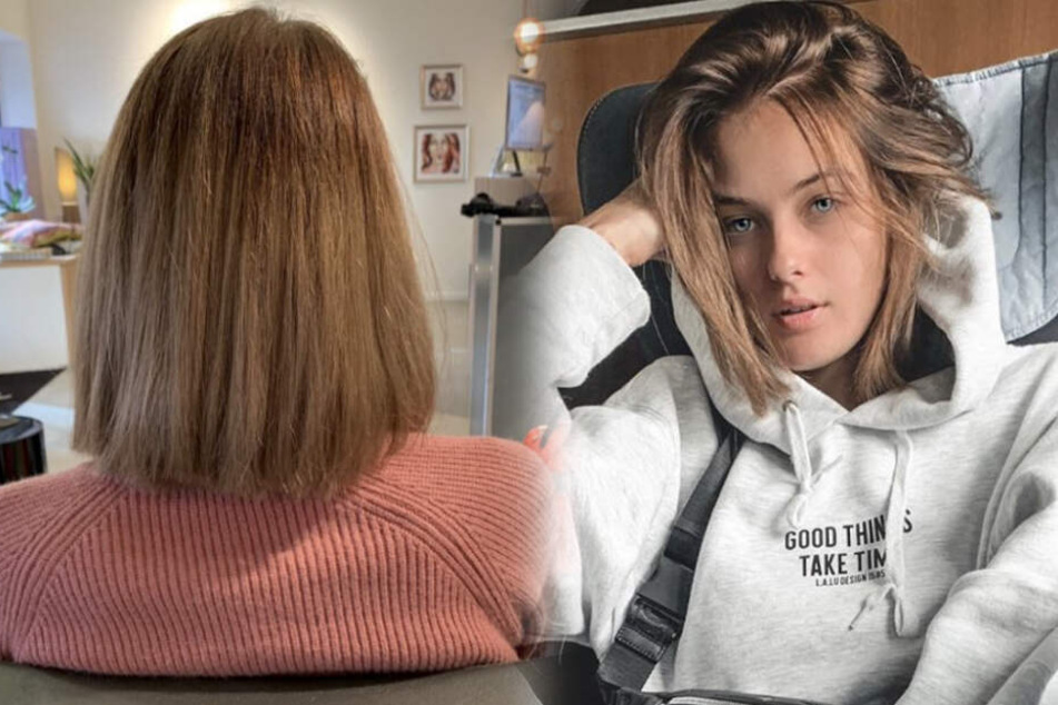 Vanessas Frisur vor ihrem Friseurbesuch.
