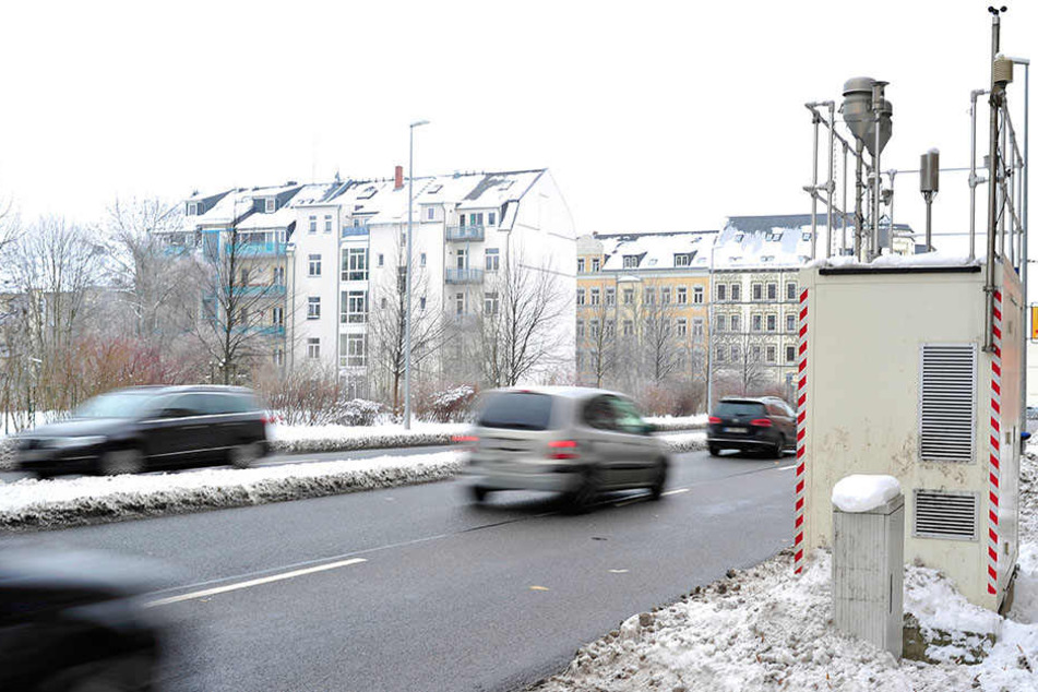 Die Messstation Leipziger Straße meldete zu hohe Feinstaubwerte in Chemnitz.