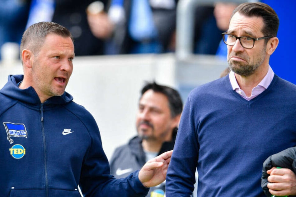 Pal Dardai und Michael Preetz nach dem Spiel in Hoffenheim.