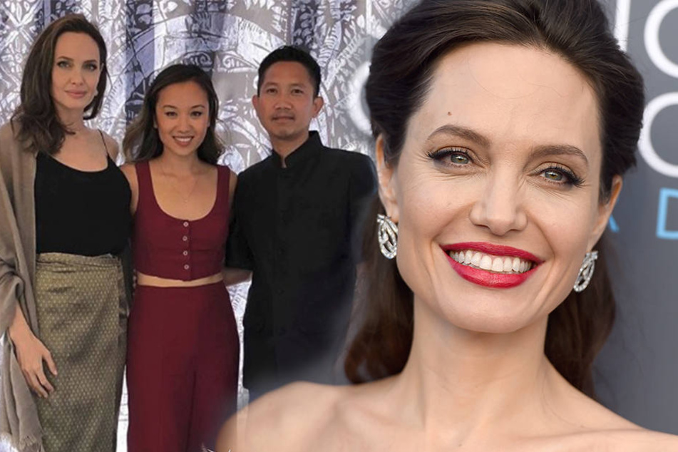 Angelina Jolie (li.) mit den kambodschanischen Künstlern Ellen Wong und PraCH Ly.