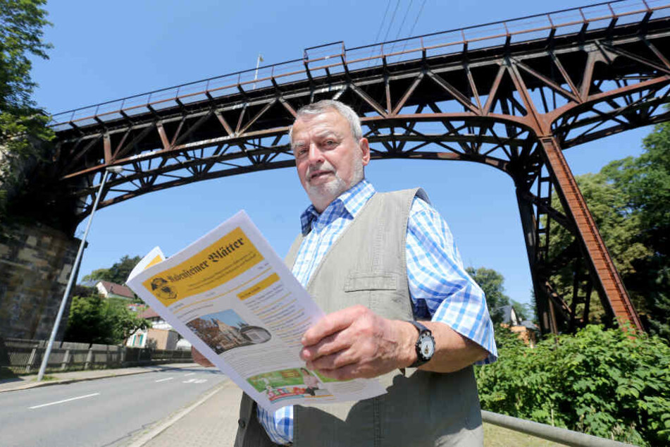 Gottfried Reuther (79) hofft, dass die Schmiererei am Rabensteiner Viadukt bis Oktober verschwunden ist. Dann feiert das Bauwerk seinen 120. Geburtstag.