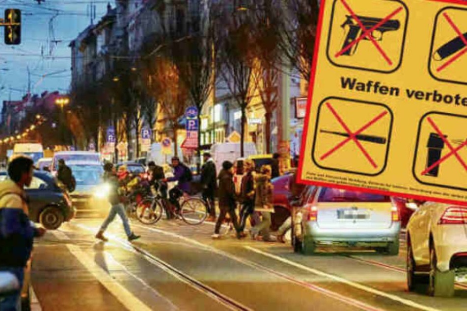 Wieder einmal ist es auf der Eisenbahnstraße zu einer Messer-Attacke gekommen. (Symbolbild/Montage)