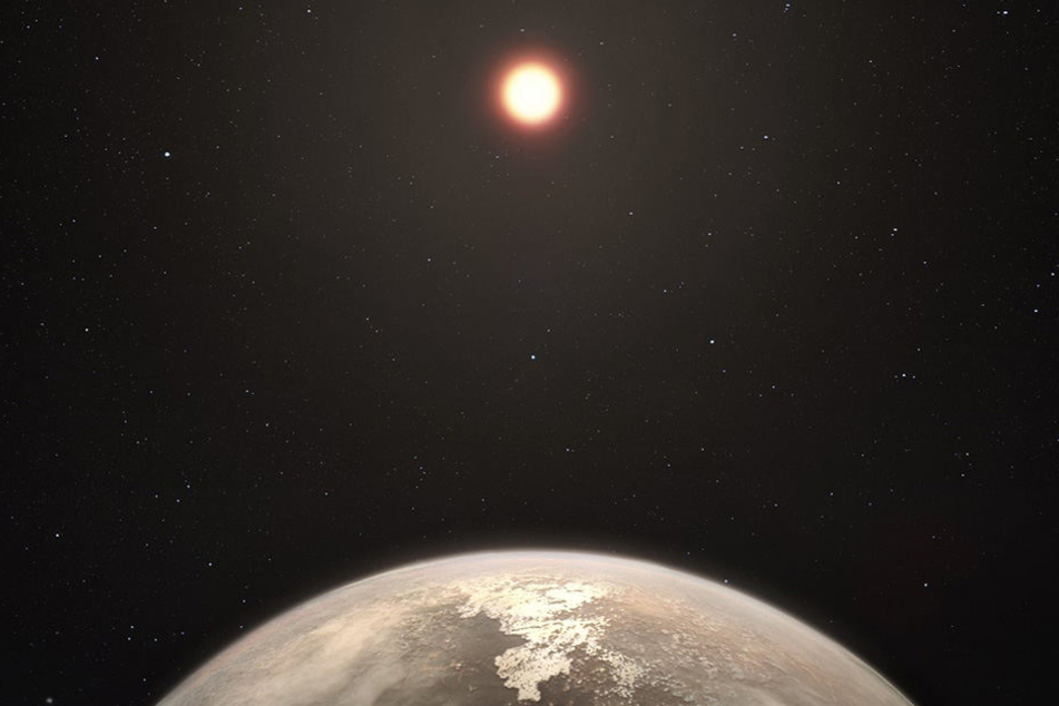 Die künstliche Darstellung des Planeten Ross 128 b.