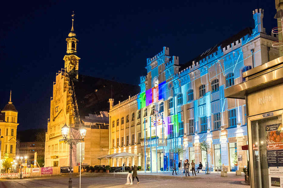 Das "Festival of Lights" war der Höhepunkt der Festwoche beim Zwickauer Stadtjubiläum.