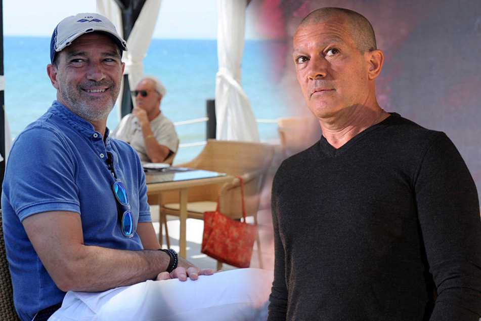 So charmant wie auf dem Foto links kennen wir Antonio Banderas. rechts ist er mit seinem aktuellen Look zu sehen.