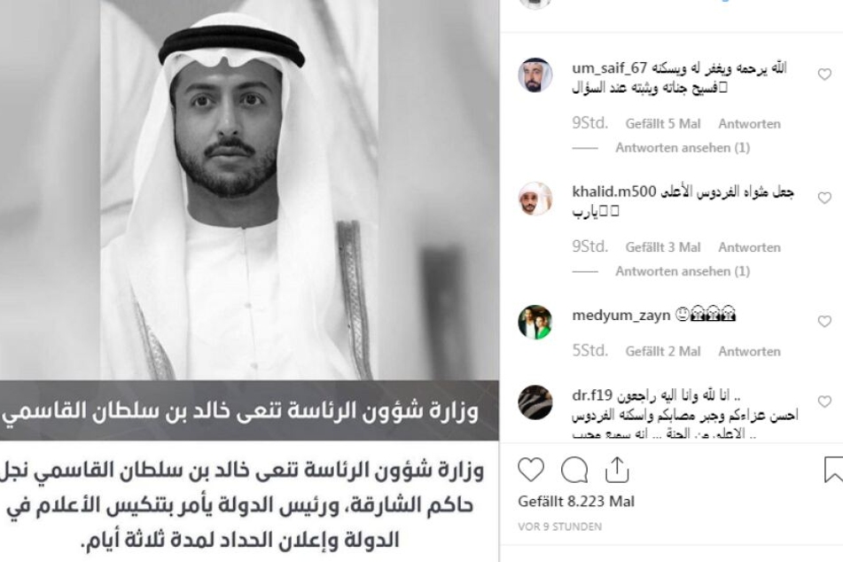 Scheich Khalid bin Sultan Al Qasimi verstarb im Alter von 39 Jahren.