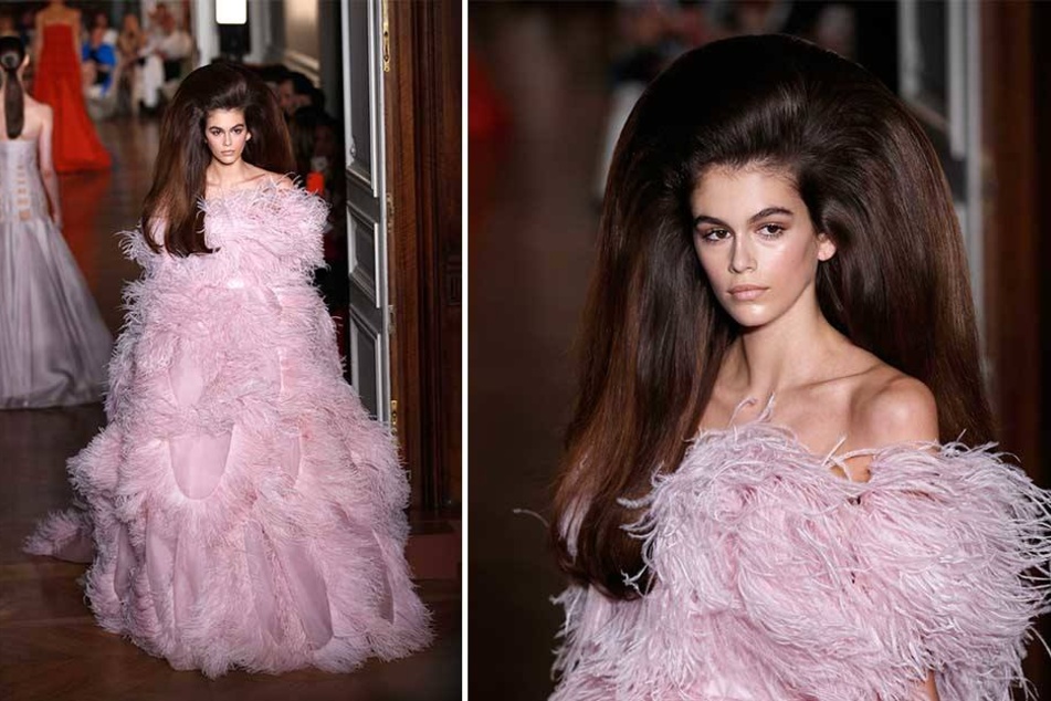 So lief Kaja Gerber bei der Haute-Couture-Show des Modehauses Valentino in Paris über den Laufsteg.
