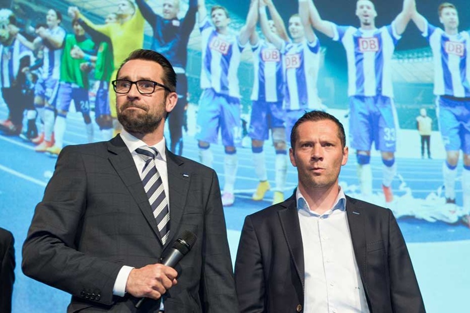 Hertha-Manager Michael Preetz und Trainer Pal Dardai (re.) haben sich für 2018 einiges vorgenommen.