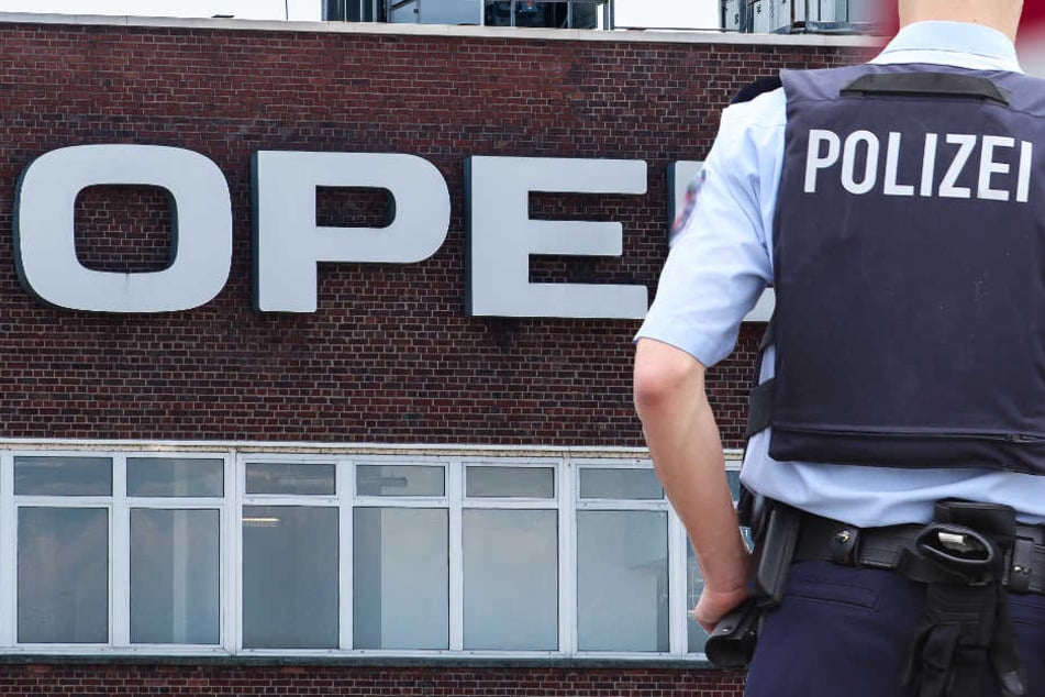 Bei Opel in Rüsselsheim stand am Montag die Polizei vor der Tür (Fotomontage).
