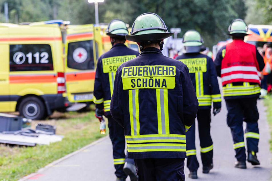 Auch Einsatzkräfte der Feuerwehr Schöna waren in die Rettungsübung unter Leitung der Landesdirektion Sachsen eingebunden.