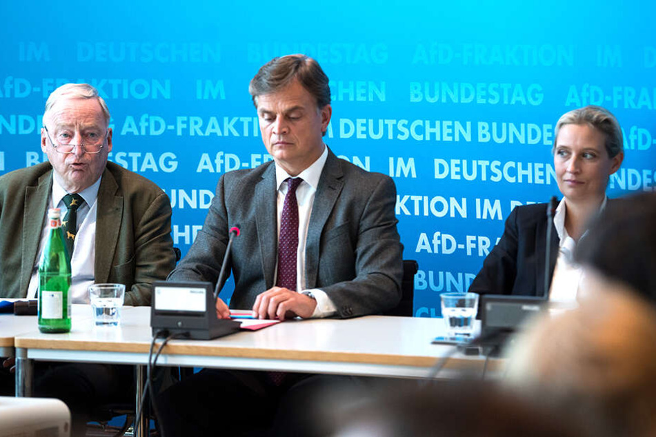 Solche Fehler(chen) ließen sich beim Aufbau einer Partei kaum vermeiden, findet Bernd Baumann, parlamentarischer Geschäftsführer der AfD. Hier wird er flankiert von Alexander Gauland (links) und Alice Weidel (rechts).