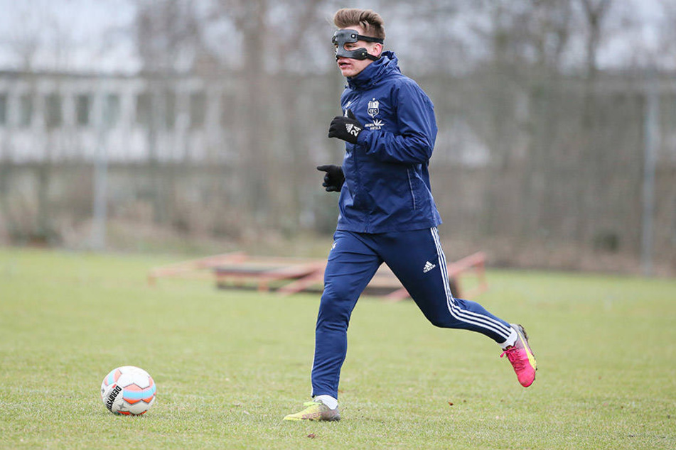 Florian Hansch trainierte zuletzt mit Maske. Gegen Köln verzichtet er auf den Gesichtsschutz.
