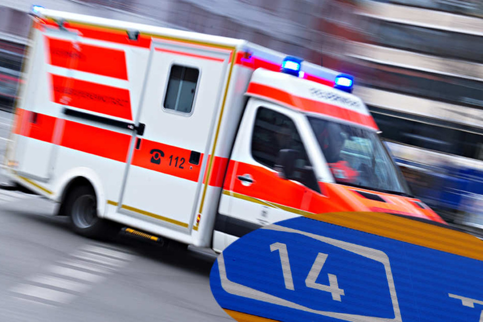 Bei dem Unfall auf der A14 am Samstagmittag wurden zwei Personen verletzt. Ein Rettungshubschrauber kam zum Einsatz (Symbolbild).