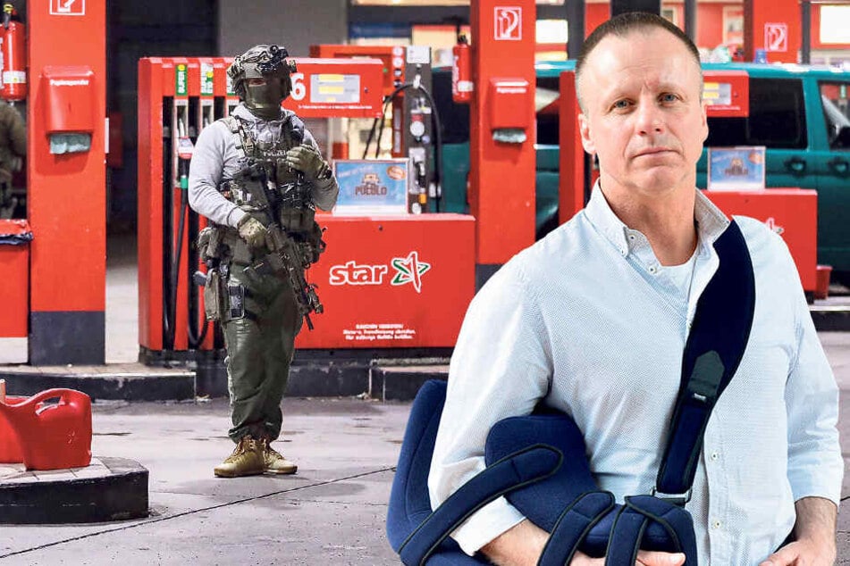 Kommissariatsleiter Olaf Dalicho (51, mit Manschette nach Sportverletzung) und sein Team fingen die Tankstellenräuber.