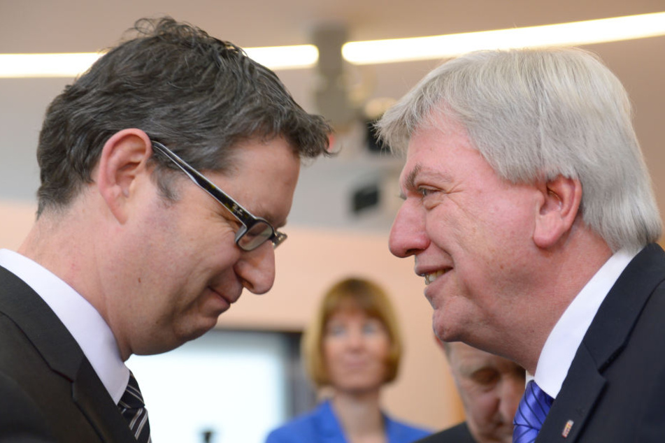 Kopf an Kopf? Bei der Landtagswahl 2013 hatte sich Bouffier (re.) gegen Schäfer-Gümbel durchgesetzt.