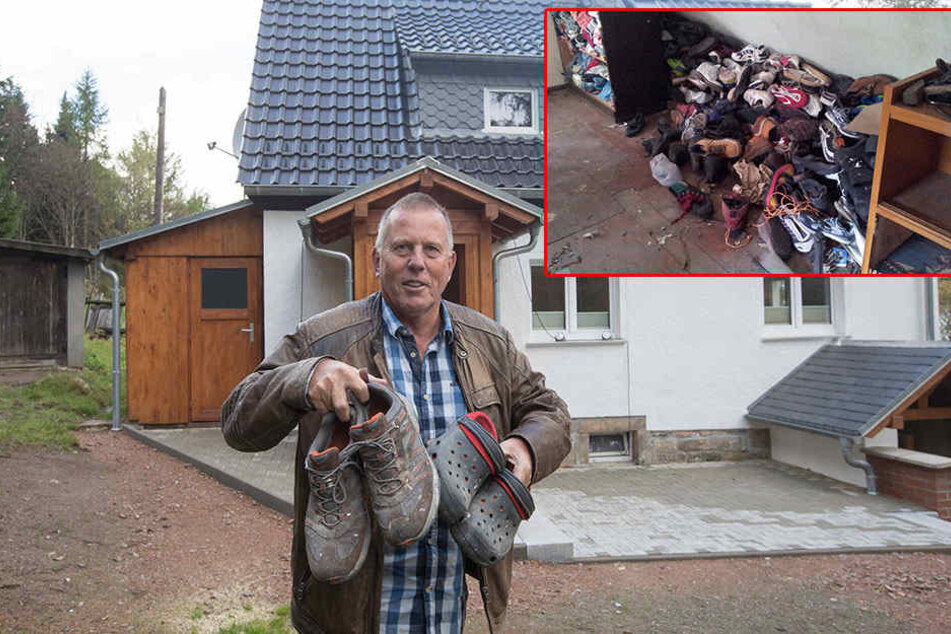 Er kann es nicht fassen: Immobilienwirt Gerhard Schmidt (62) kaufte sich ein
Haus, in dem hunderte Schuhe
versteckt waren.