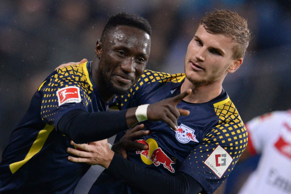 Torschützen unter sich: Naby Keita traf in der 67. Minute zum 1:0, Werner erhöhte wenig später auf 2:0.