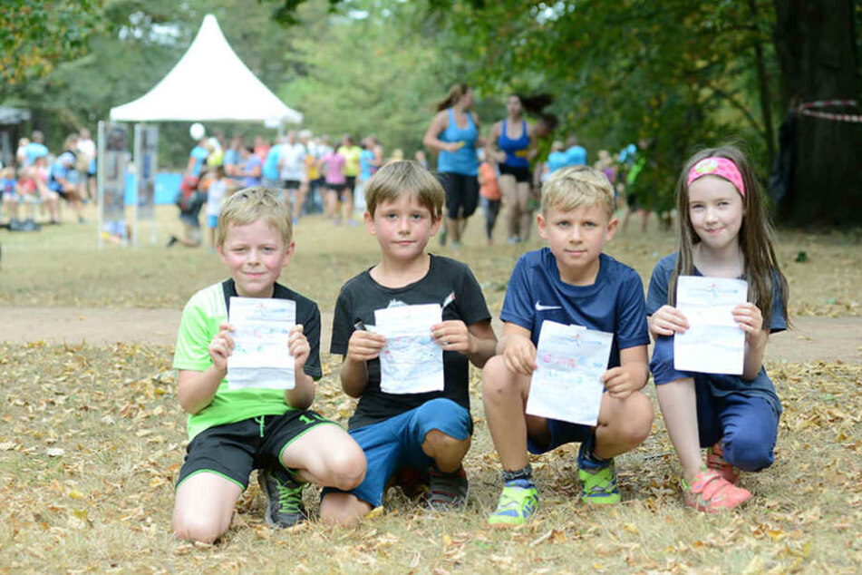 Toll! Auch Kinder liefen mit: Richard (v.l., alle 8), Tomke, Till und
Marylin.