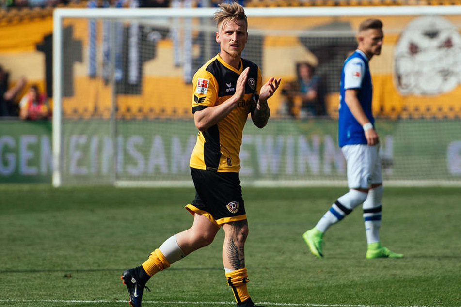 Einen versöhnlichen Abschied hatte Marvin Stefaniak beim letzten Spiel im Dynamo-Dress gegen Arminia Bielefeld.