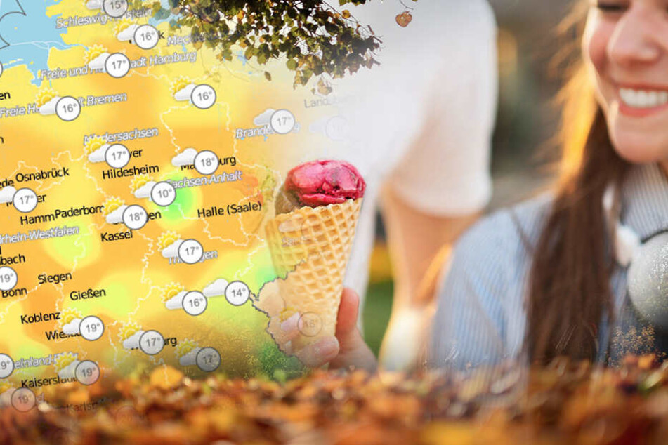 Eis Essen Ende Oktober? Ja, bei 20 Grad, kann man sich noch einmal 'ne Kugel gönnen.