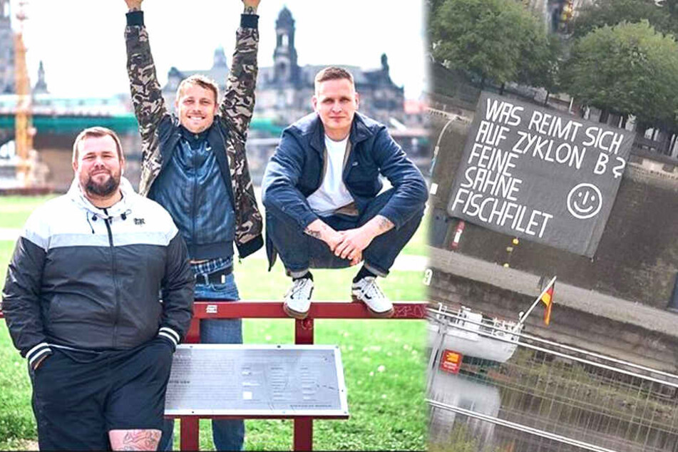Feine Sahne Fischfilet sind am Mittwoch in der sächsischen Landeshauptstadt mit einem unschönen Poster empfangen wurden.