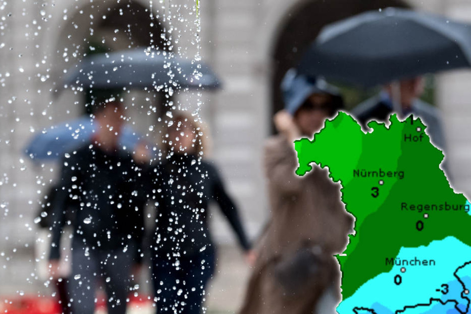 Die Woche in Bayern wird regnerisch. (Bildmontage)