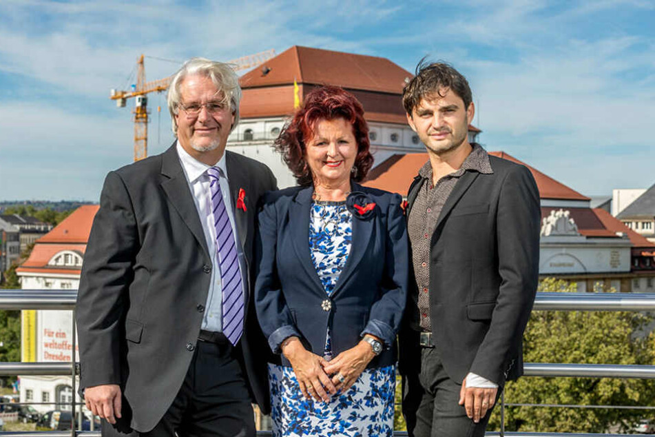 Viola Klein (57) freut sich auf diese Gäste: Peter Christian Feigel (50, l.) und Lenn
Kudrjawitzki (42).