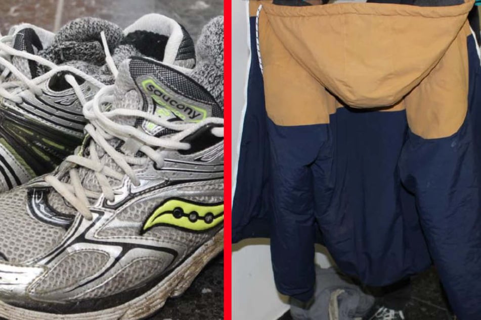 Schuhe und Jacke des Toten.