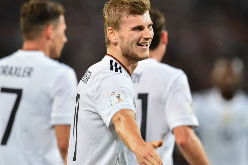 Freude beim Spiel: Timo Werner freute sich über zwei Tore und den Beifall der deutschen Fans in Stuttgart.