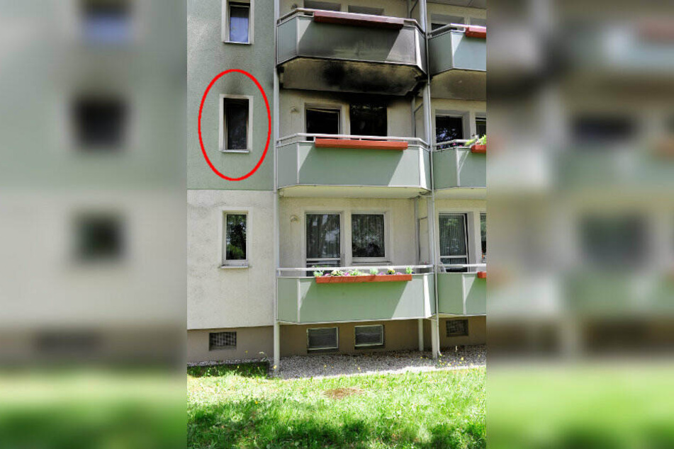 Aus dem Küchenfenster im 1. Obergeschoss (roter Kreis) sprang Danny H. (33) in die Tiefe.