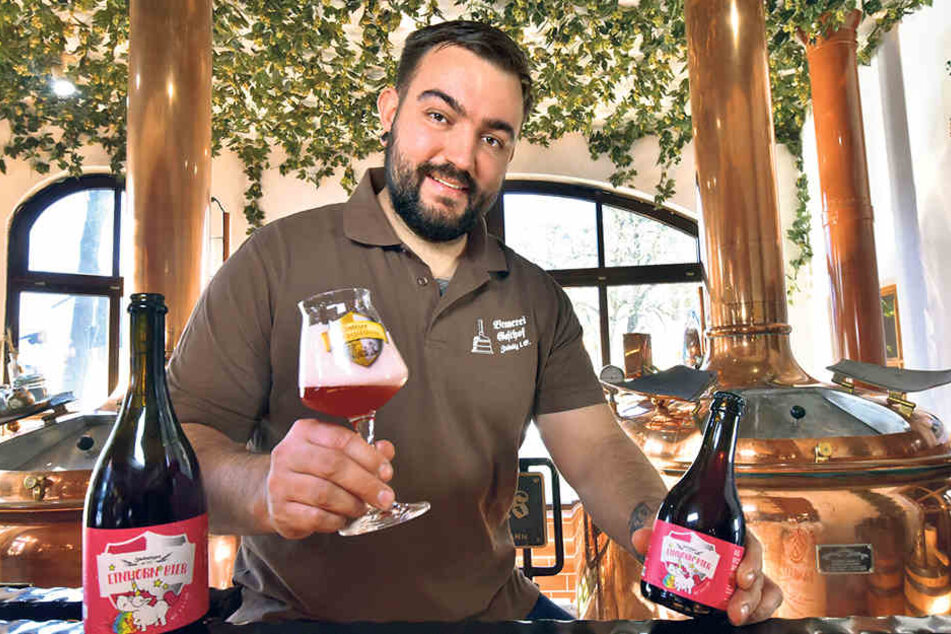 Brauerei-Chef Dominik Naumann brachte das Einhorn-Bier auf den Markt.