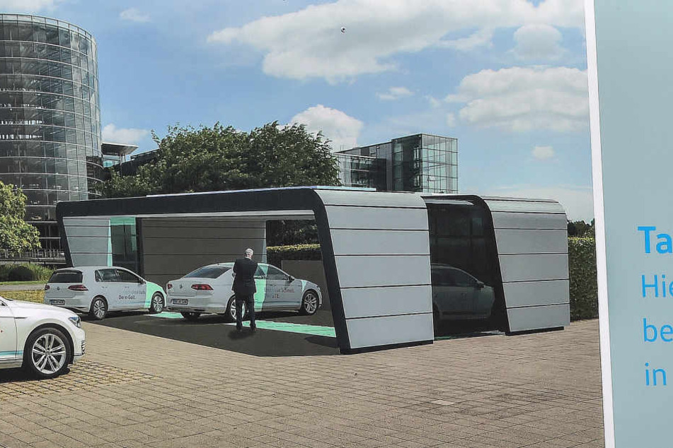 So soll die künftige Elektro-Tankstelle aussehen.