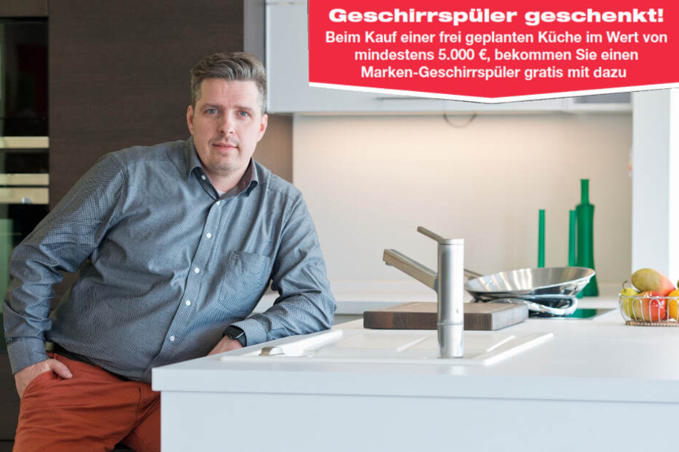 Hat die Spendierhosen an: Enrico Mokroß, Filialleiter von Küchen-Profi-Center in Dresden.
