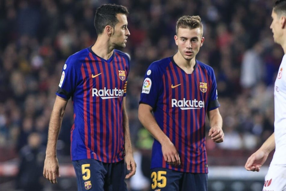 Barcelonas Oriol Busquets (20, r.) besitzt eine Ausstiegsklausel in Höhe von 200 Millionen Euro.