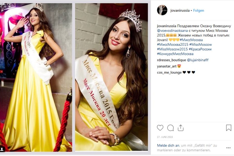 Oksana Voevodina nach ihrer Wahl zur Schönheitskönigin in Russland.