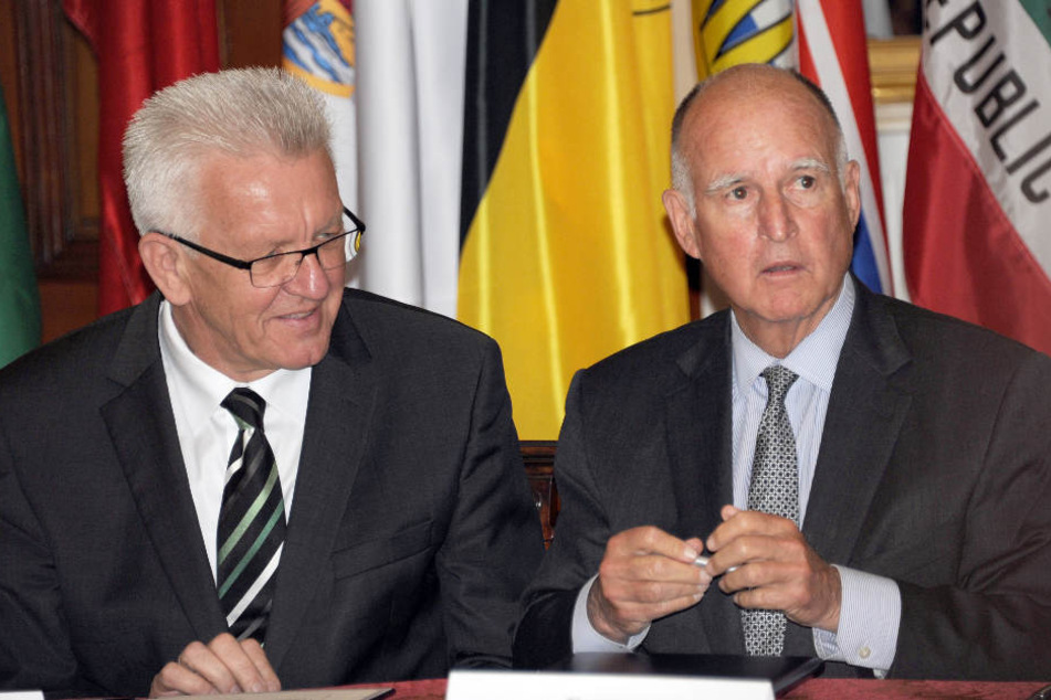 Winfried Kretschmann (links) und Jerry Brown im Mai 2015. (Archivbild)