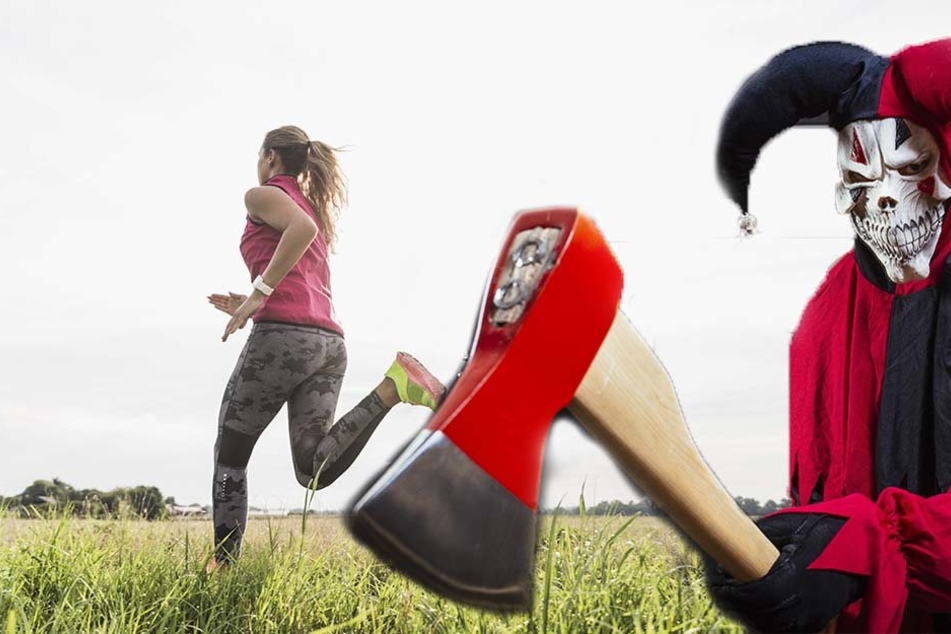 Ein Horror-Clown mit Axt verfolgte eine Joggerin.