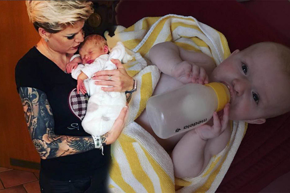 Die kleine Mia Rose genießt die letzten Züge von Mama Melanie Müllers Milch. Demnächst gibt es nur noch Fertigmilch.