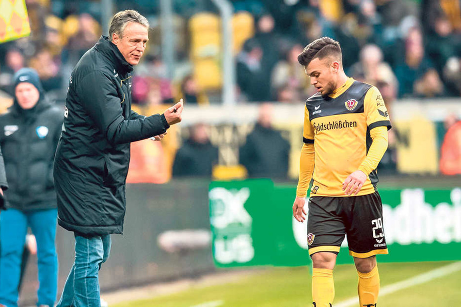 Trainer Uwe Neuhaus (l.) gab Sascha Horvath im Spiel gegen den VfL immer wieder (motivierende) Anweisungen.