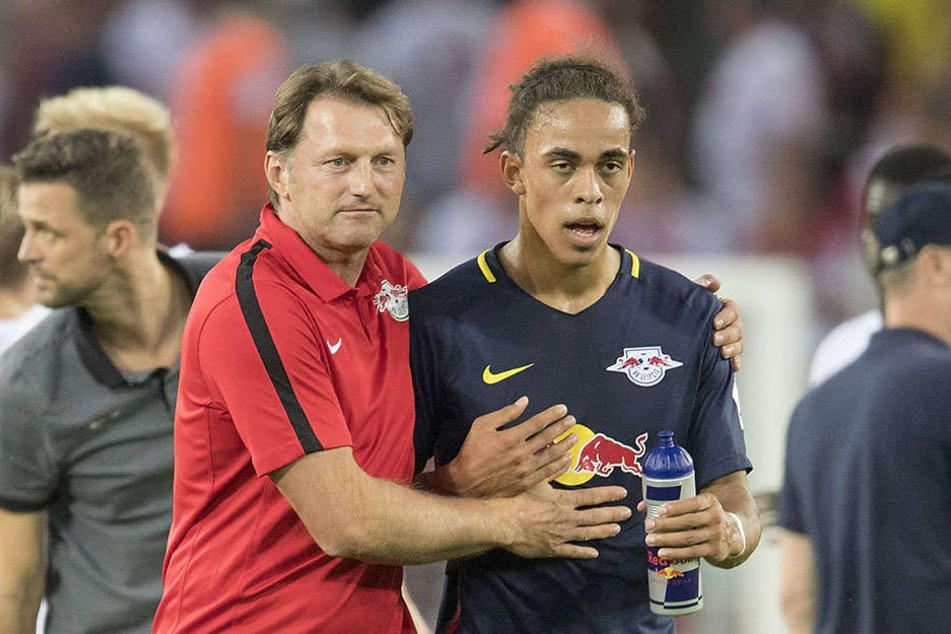 Trainer Ralph Hasenhüttl und Stürmer Yussuf Poulsen sind in dieser Saison noch ungeschlagen.