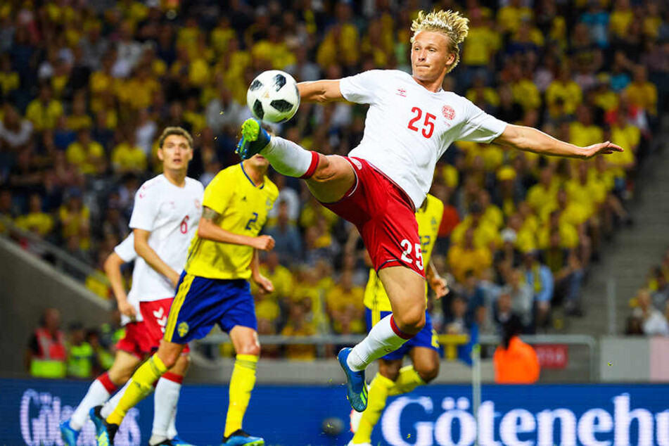 Kasper Dolberg hat bereits dreizehn Spiele für die dänische Nationalelf absolviert (drei Tore).