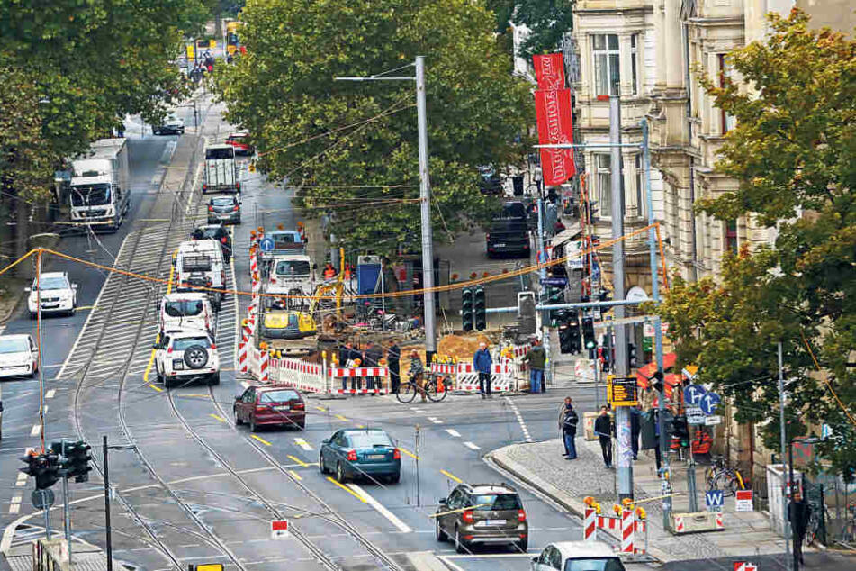 Die Kreuzung an Bautzner Ecke Rothenburger Straße wird entschärft. Nächstes
Jahr wird ein eigener Radweg gebaut.