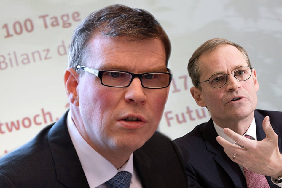 Florian Graf (li.) äußerte sich zum Senat kritisch, während Bürgermeister Müller sehr zufrieden ist.