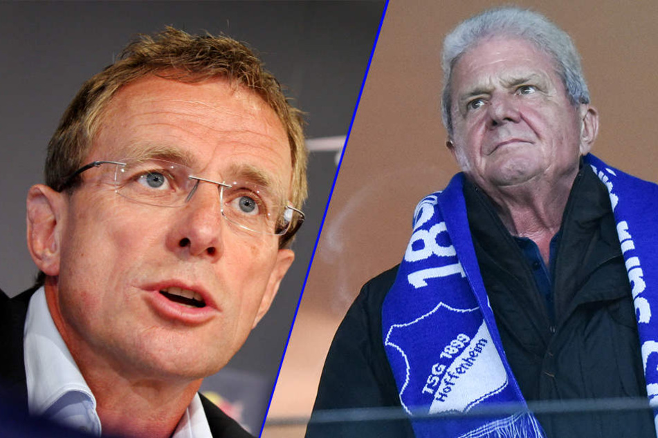 SAP-Mitbegründer Dietmar Hopp (r.) übt harte Kritik an seinem ehemaligen Hoffenheimer Trainer Ralf Rangnick (l.).