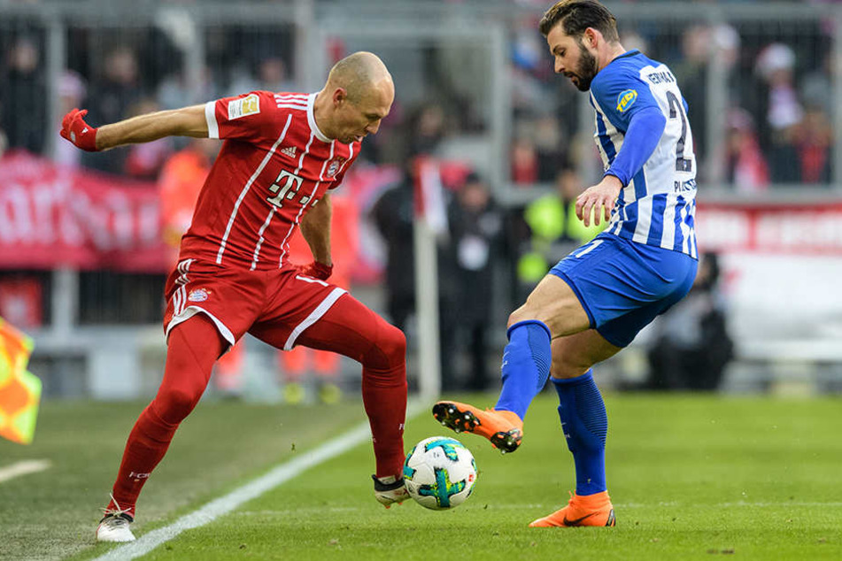 Arjen Robben konnte sich nur selten gegen Marvin Plattenhardt durchsetzen.