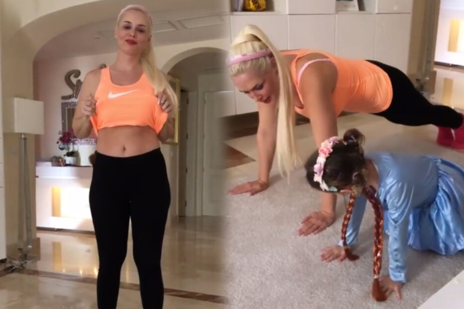 Erst zeigt Mama Daniela ihren Bauch, dann zeigt ihr Töchterchen Sophia, wo der Hammer hängt. (Montage/Screenshots)