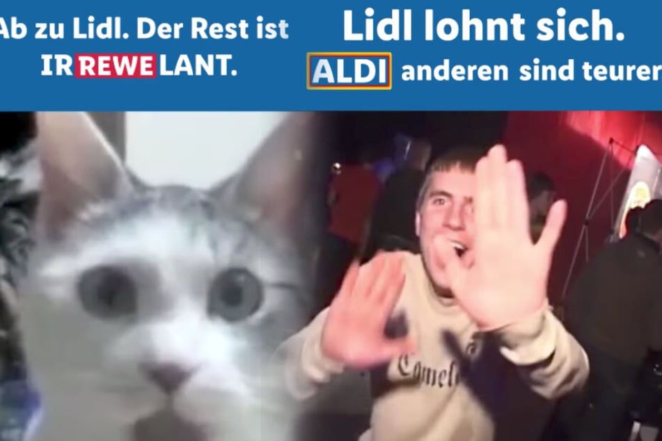 "Der Rest ist iREWElant", "ALDI anderen sind teurer": An frechen Wortspielen mangelt es in dem Clip nicht. (Fotomontage/Screenshot)