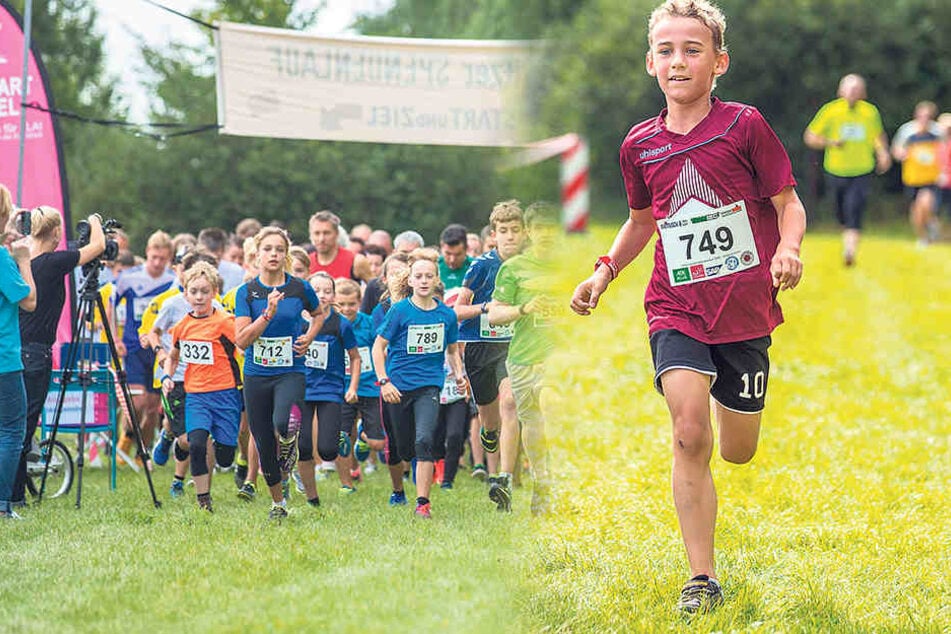 Nur noch wenige Meter bis ins Ziel: Kenny (8) lief am Samstag tapfer auch für seinen kranken Bruder Ricky - und sogar schneller als sein Vater.